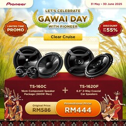 Pioneer Gawai Promo 2025: Clear Cruise Package (TS-160C + TS-1620F)